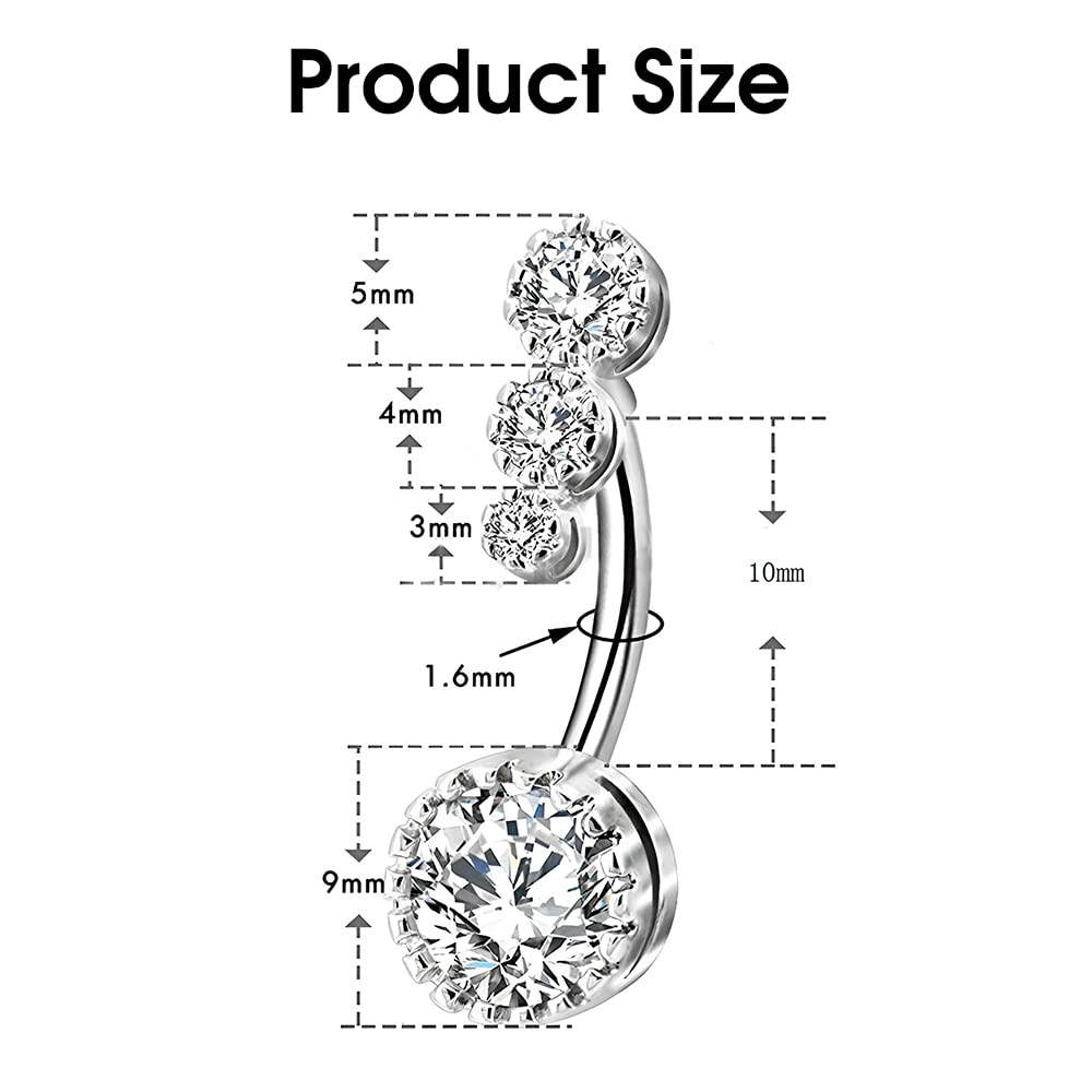 SANNIDHI 316L Stainless Steel Belly Button Rings Navel Rings for Women Girls Navel Rings Paved With CZ Body Piercing Fancy Belly Piercing Jewelry SANNIDHI 316L Stainless Steel Belly Button Rings Navel Rings for Women Girls Navel Rings Paved With CZ Body Piercing Fancy Belly Piercing Jewelry